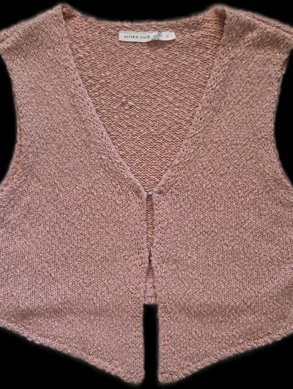 Altar'd State Dusty Pink Knit V-Neck Sleeveless Sweater Vest